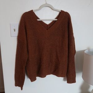 Woven Heart V-Neck Sweater